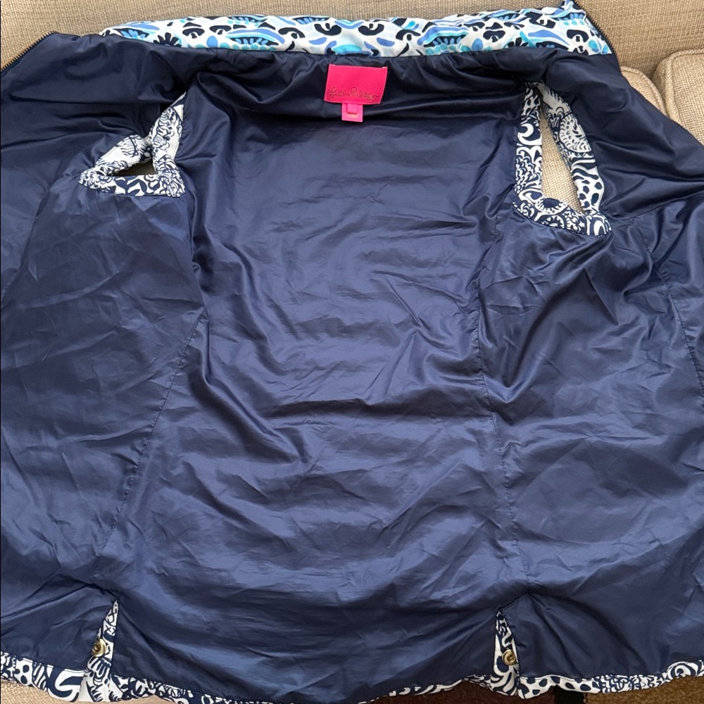 Lilly Pulitzer Noella Puffer Vest High Tide Navy Purrfect Set Quilted 80% Down L - Picture 9 of 11